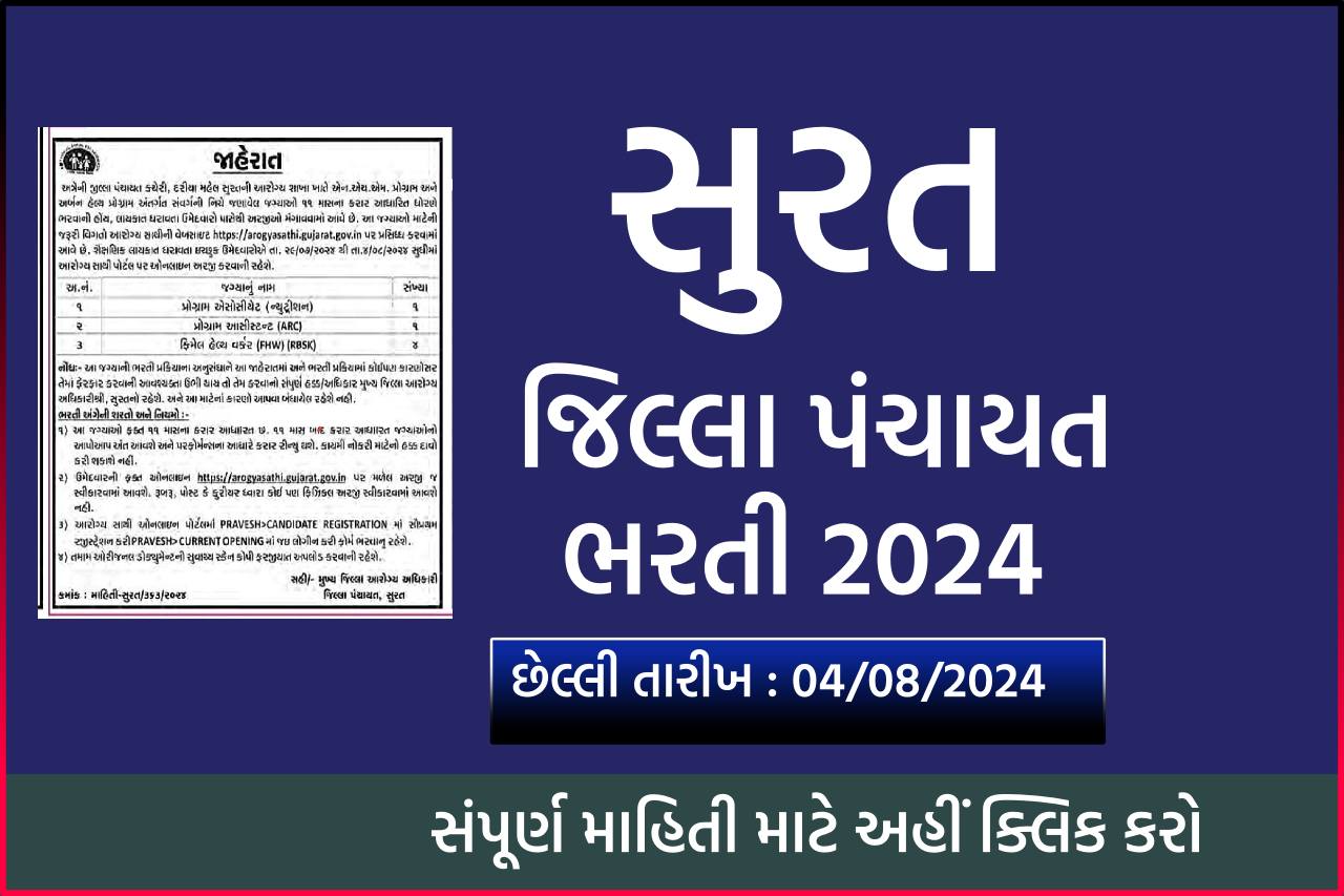 Surat District Panchayat Recruitment 2024